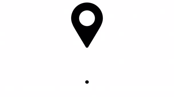 Gps Location Pointer Animated Icon White Black Alpha — Stockvideo