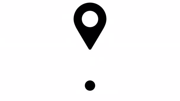 Gps Location Pointer Animated Icon White Black Alpha — Stock Video