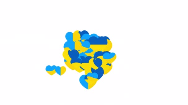 Ukraine Flag Icon Shape Heart Animation Optional Luma Matte Alpha — Wideo stockowe
