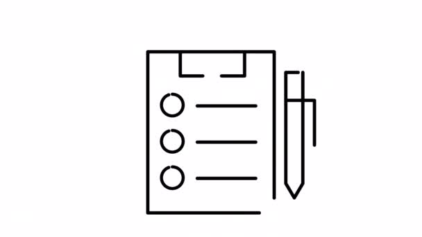 Document Pen Line Icon Animation Business Icon — Video Stock