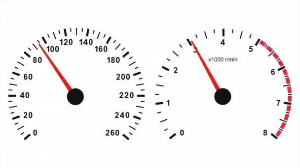 Demonstration Blinking Functioning Speedometer Car Animation — Stock videók