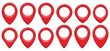 Gerçekçi 3 boyutlu işaret seti. GPS haritasının yerini belirle. Vektör çizimi. Eps 10.