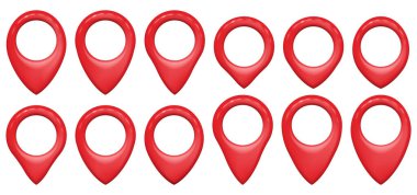 Gerçekçi 3 boyutlu işaret seti. GPS haritasının yerini belirle. Vektör çizimi. Eps 10.