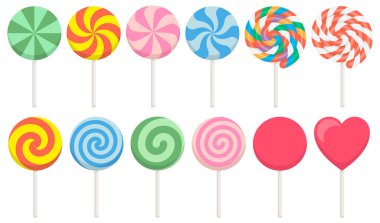 Renkli lolipop şeker seti. Vektör çizimi. Eps 10.