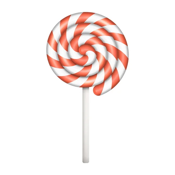 棒棒糖与螺旋形 粘在棍子上的棒棒糖 有条纹旋涡的圆形糖果 矢量图解 Eps — 图库矢量图片