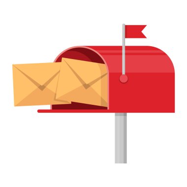 Posta kutusunda harf simgesi var. Posta kutusu posta mektupları. Vektör çizimi. Eps 10.