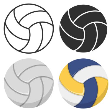 Voleybol topları düz ikonlar ayarlandı. Vektör çizimi. Eps 10.