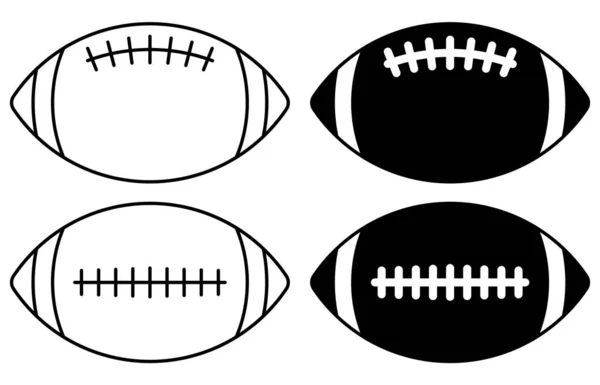 American Football Bal Platte Pictogrammen Ingesteld Vector Illustratie Eps — Stockvector