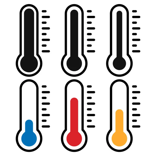 Symbol Temperatury Ustawiony Termometr Pokazujący Temperaturę Ikona Termometru Ilustracja Wektora — Wektor stockowy