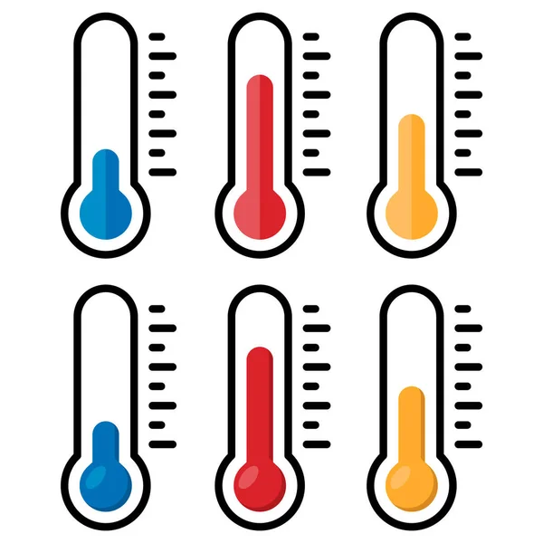 Σύνολο Συμβόλων Θερμοκρασίας Θερμόμετρο Που Δείχνει Θερμοκρασία Εικόνα Θερμόμετρου Εικονογράφηση — Διανυσματικό Αρχείο