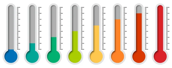 Temperatur Symbol Set Termometer Som Visar Temperaturen Termometerikon Vektorillustration Eps — Stock vektor