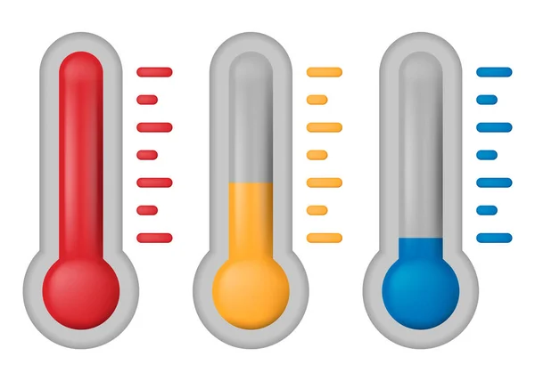 温度シンボルセット 温度を示す温度計 温度計のアイコン ベクトルイラスト Eps — ストックベクタ