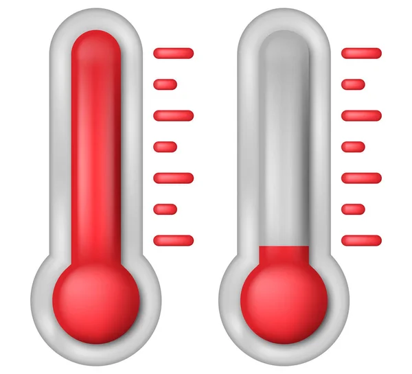 Набор Термометр Показывает Температуру Значок Термометра Векторная Иллюстрация Eps — стоковый вектор