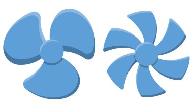 Pervane havası, vantilatör pervanesi, pervane ve bıçak, ekipman pervanesi üfleyici. Vektör çizimi. Eps 10.