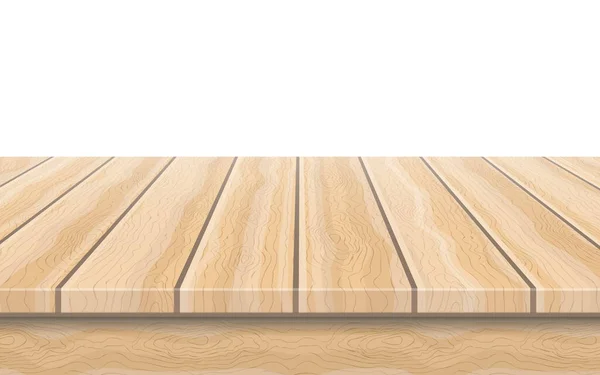 Holztischplatte Isoliert Auf Weißem Hintergrund Vektorillustration Eps — Stockvektor