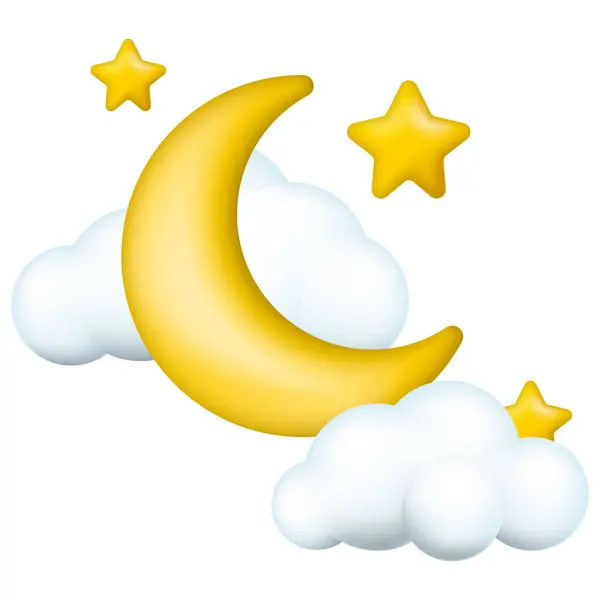 Luna Mezzaluna Stelle Dorate Nuvole Bianche Stile Illustrazione Vettoriale Eps Illustrazioni Stock Royalty Free
