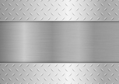 Gümüş rengi, siyah endüstriyel. Paslanmaz çelik dokusu metalik. Elmas desenli metal levha. Vektör çizimi. Eps 10.
