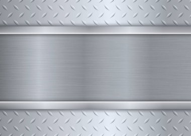Gümüş rengi, siyah endüstriyel. Paslanmaz çelik dokusu metalik. Elmas desenli metal levha. Vektör çizimi. Eps 10.
