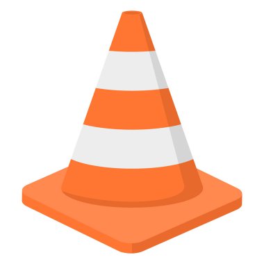 Turuncu çizgili trafik konisi simgesi. Vektör çizimi. Eps 10.