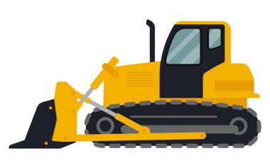 Buldozer ikonu. İnşaat işi için ağır ekipman. Vektör çizimi. Eps 10.
