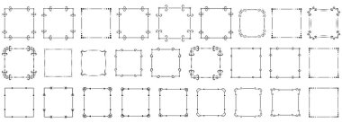 Dekoratif çerçeveler. Retro dekoratif çerçeve, dikdörtgen süsler ve süslü kenarlar. Vektör çizimi. Eps 10.