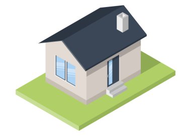 Isometric binası. İkametgah ikonu. Vektör çizimi. Eps 10.