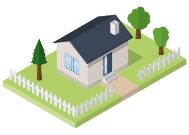 Isometric binası. İkametgah ikonu. Vektör çizimi. Eps 10.