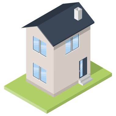 Isometric binası. İkametgah ikonu. Vektör çizimi. Eps 10.