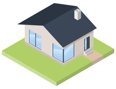 Isometric binası. İkametgah ikonu. Vektör çizimi. Eps 10.