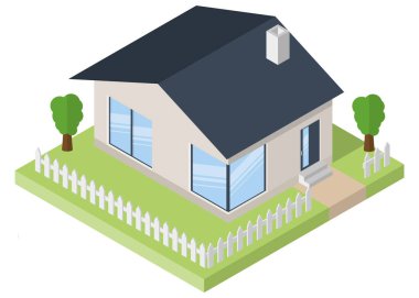 Isometric binası. İkametgah ikonu. Vektör çizimi. Eps 10.