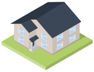 Isometric binası. İkametgah ikonu. Vektör çizimi. Eps 10.
