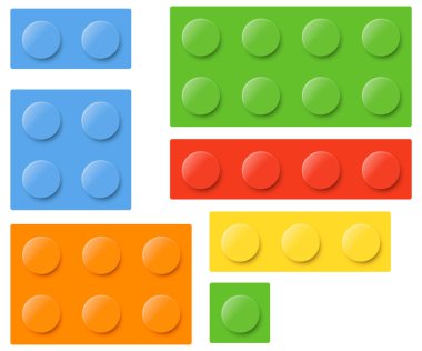 Oyuncak renkli tuğla inşa eden bloklar. Oyuncak tuğlalar. Vektör çizimi. Eps 10.