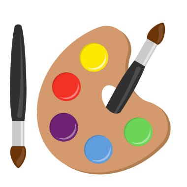 Yaratıcılığı ve sanatsal ifadeyi resmetmek için ideal fırçalar eşliğinde canlı ve renkli bir palet.