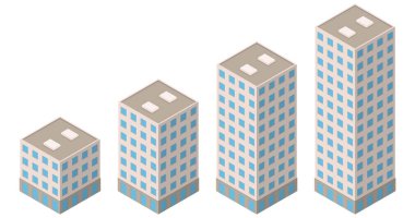 Modern izometrik binalar. Isometric Şehir Haritaları. Vektör çizimi. Eps 10.