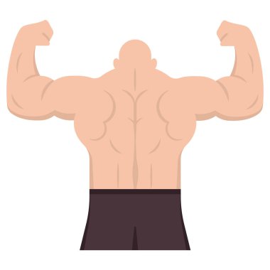 Kas kası kol ikonu. Güçlü kaslı kollar. Vücut geliştirici geri döndü. Atletik bir adamın dikiz aynası. Vektör çizimi. Eps 10.