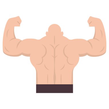 Kas kası kol ikonu. Güçlü kaslı kollar. Vücut geliştirici geri döndü. Atletik bir adamın dikiz aynası. Vektör çizimi. Eps 10.