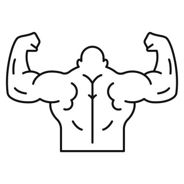 Kas kası kol ikonu. Güçlü kaslı kollar. Vücut geliştirici geri döndü. Atletik bir adamın dikiz aynası. Vektör çizimi. Eps 10.