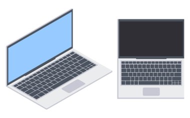 Düz Isometric dizüstü bilgisayarlar. Düz Defterler. Vektör çizimi. Eps 10.