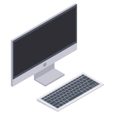 Düz Isometric masaüstü bilgisayarı. PC simgesi. Vektör çizimi. Eps 10.