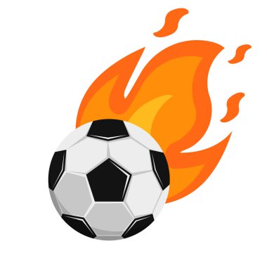 Yanan futbol topu. Ateş topu. Vektör çizimi. Eps 10.