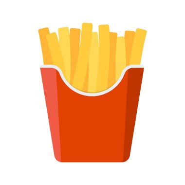 Kızarmış patateslerin tadını çıkarın, taze pişmiş ve herkese hitap eden klasik kırmızı bir fast food konteynırında servis ediliyor.