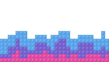 Mavi, mor ve pembe tonlarında renkli tuğlalardan oluşan şaşırtıcı derecede canlı soyut bir desen.