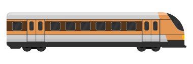 Turuncu ve gri renkli modern bir trenin şık grafikleri, nakliye kavramları için mükemmel..