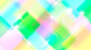 Üst üste binen dikdörtgenler ve heyecan verici parıltılarla dolu inanılmaz canlı ve renkli soyut bir arkaplan.