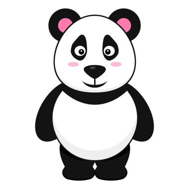 Çocuk temaları ve çeşitli eğlence tasarımları için mükemmel bir çizgi film panda çizimi.