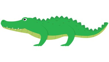 Çocuk medyası ve eğitim içeriği için ideal oyuncu, renkli bir timsah karakteri.