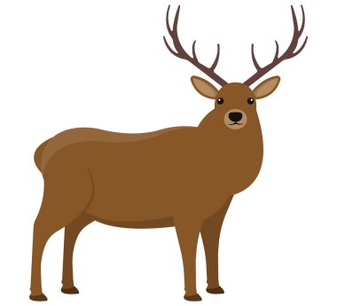 Etkileyici ve görkemli boynuzlarını açıkça sergileyen bir geyiğin stilize edilmiş ve sanatsal bir tasviri.