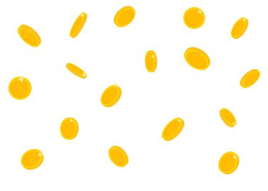 Uçan altın sikkeler. Düşen para geçmişi. Dijital para birimi kavramı. Parlak para yağmuru. Büyük ikramiye parası. Finansal büyüme, dijital para birimi ve oyun ödülleri için minimalist konsept. Finansal reklamlarda, kumar promosyonlarında, cep telefonlarında kullanılabilir