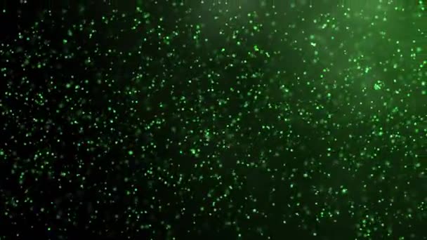 Ρεάλ Πράσινα Σωματίδια Που Κινούνται Από Πάνω Προς Κάτω — Αρχείο Βίντεο