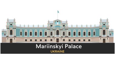 Mariinskyi Sarayı, Ukrayna Cumhurbaşkanı Kiev (Kiev), Ukrayna 'nın resmi törensel konutudur. Vektör illüstrasyonu